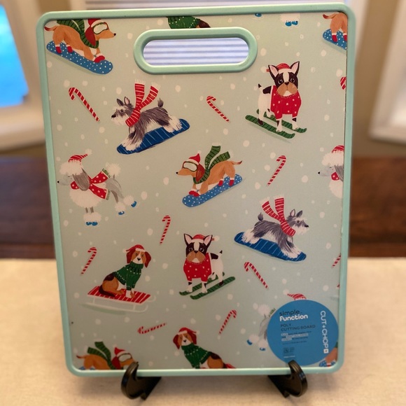 Christmas Dogs On Skis & Snowboards Cutting Board & Christmas Dog Spatula Set - Picture 6 of 14